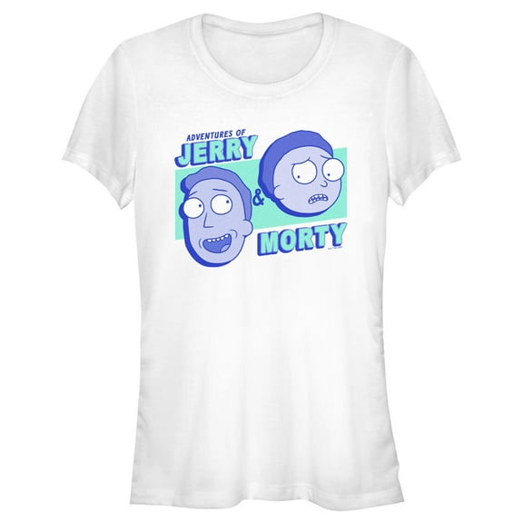 Junior's Rick And Morty Adventures of Jerry & Morty  Graphic Tee White X Large