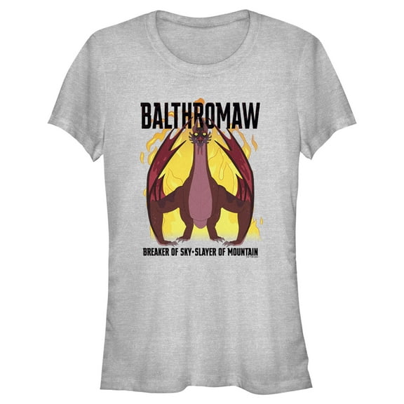 Junior's Rick And Morty Balthromaw Breaker of Sky, Slayer of Mountain Graphic Tee Athletic Heather Medium