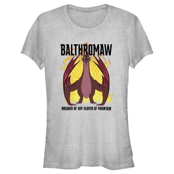 Junior's Rick And Morty Balthromaw Breaker of Sky, Slayer of Mountain Graphic Tee Athletic Heather Small