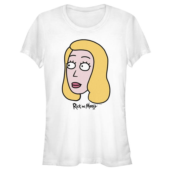 Junior's Rick And Morty Beth Big Head  Graphic Tee White Small
