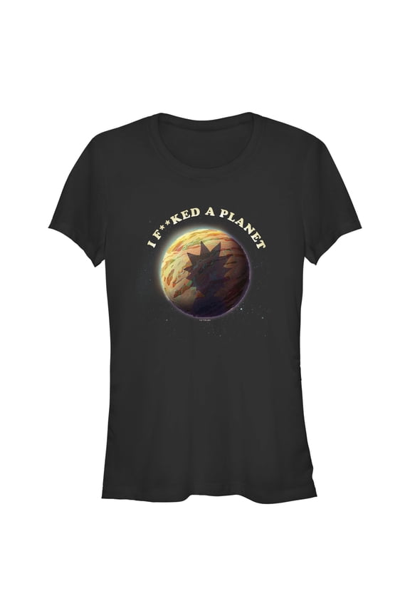 Junior's Rick And Morty Gaia and Rick I F**ked a Planet Graphic Tee Black X Large