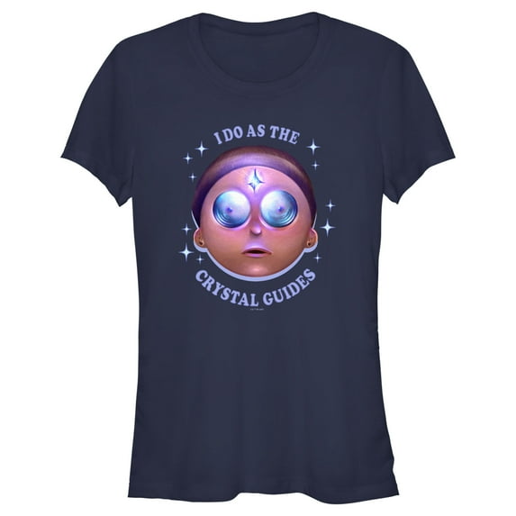 Junior's Rick And Morty I Do as the Crystal Guides Graphic Tee Navy Blue Medium