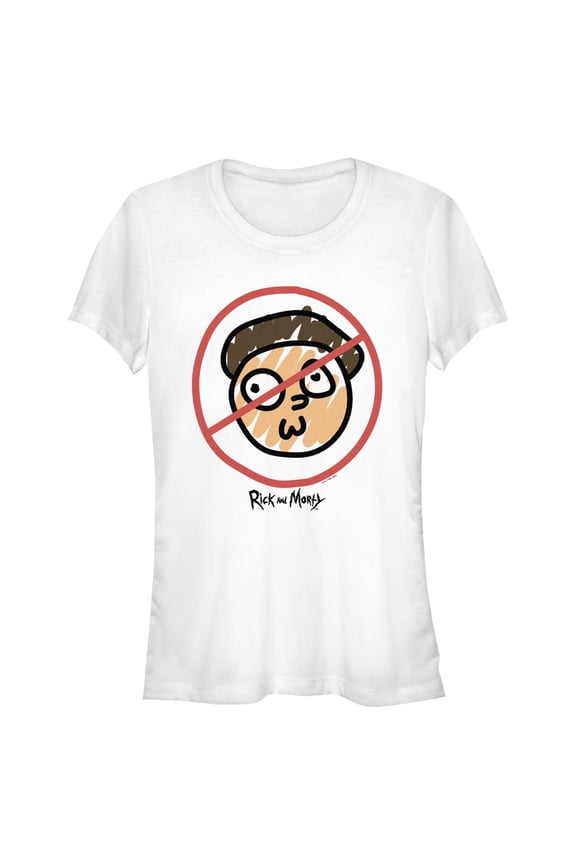 Junior's Rick And Morty No Crossing Morty Doodle  Graphic Tee White Medium
