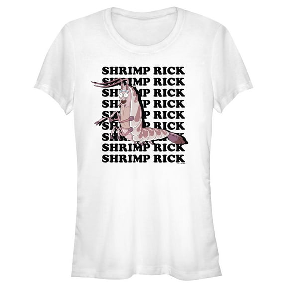 Junior's Rick And Morty Shrimp Rick Name Stack  Graphic Tee White Medium
