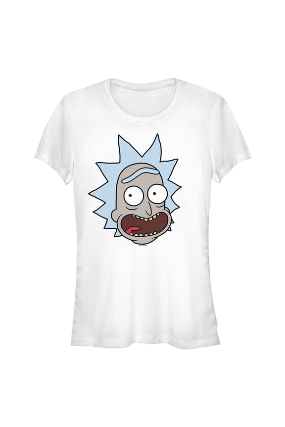 Junior's Rick And Morty Smiling Rick Big Head Graphic Tee White Medium