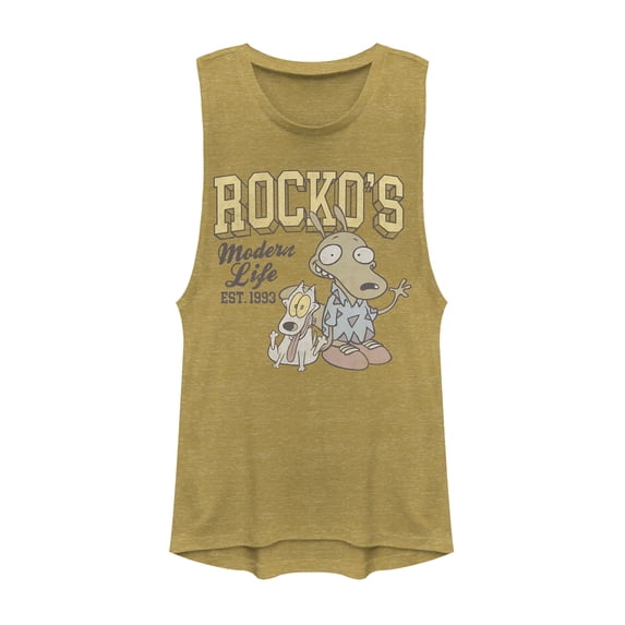 Junior's Rocko's Modern Life Wallaby 1993 Festival Muscle Graphic Tee Gold Heather 2X Large
