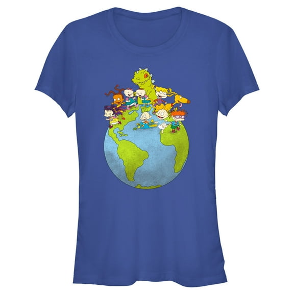 Junior's Rugrats Earth Babies  Graphic Tee Royal Blue Large