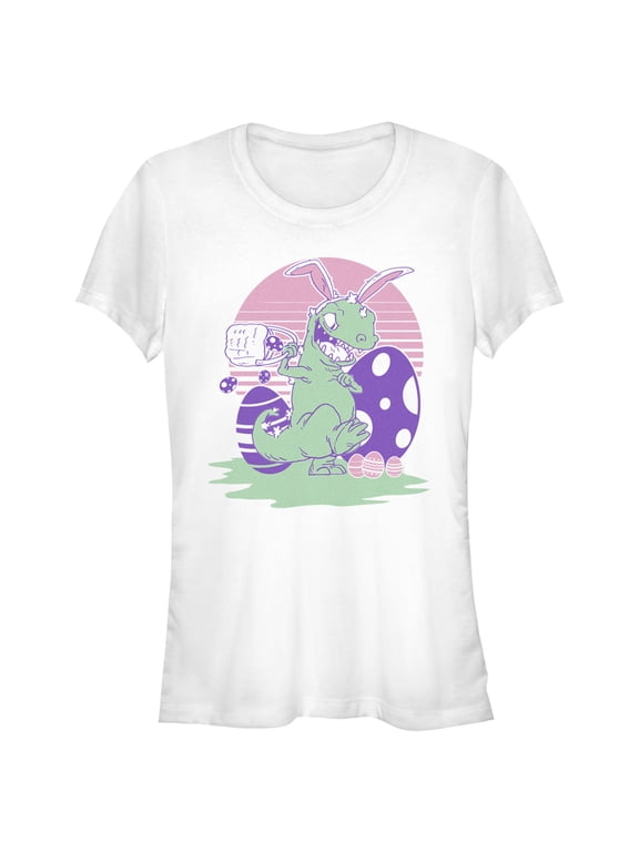 Junior's Rugrats Reptar Easter Eggs Graphic Tee White Small