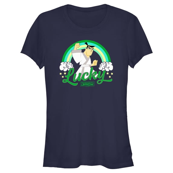 Junior's Samurai Jack St. Patrick’s Day Lucky Graphic Tee Navy Blue 2X Large