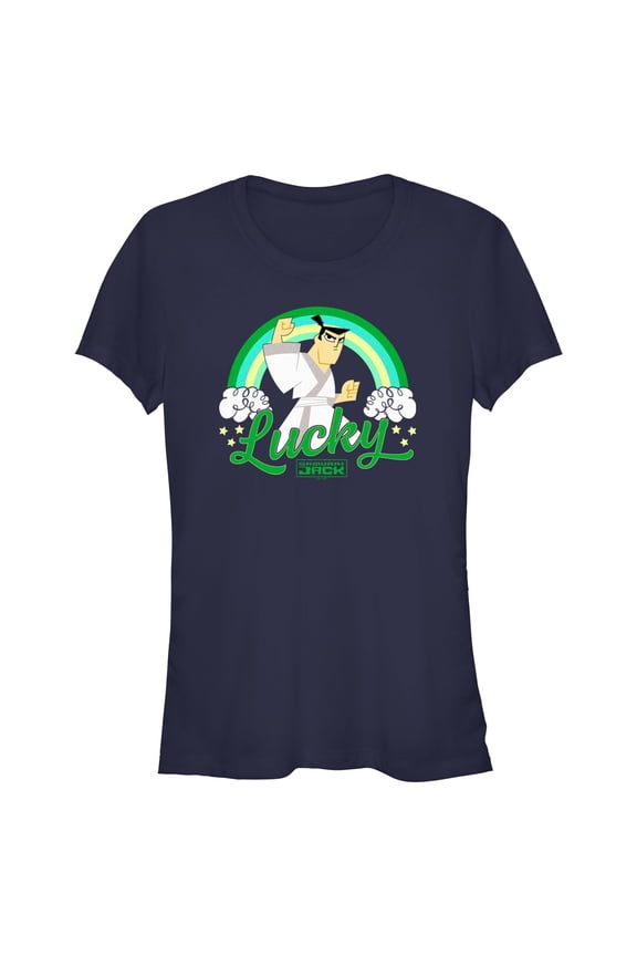 Junior's Samurai Jack St. Patrick’s Day Lucky Graphic Tee Navy Blue Small
