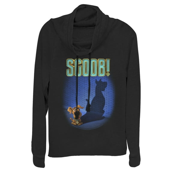 Junior's Scooby Doo Dog Shadow Cowl Neck Sweatshirt Black Small