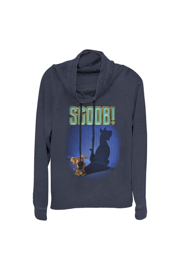 Junior's Scooby Doo Dog Shadow Cowl Neck Sweatshirt Navy Blue 4X Large