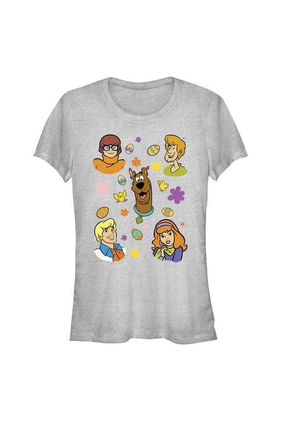 Junior's Scooby Doo Easter Eggy Gang Graphic Tee Athletic Heather Large