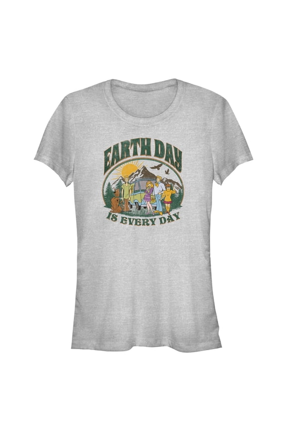 Junior's Scooby Doo Every Day Is Earth Day Mystery Gang Graphic Tee Athletic Heather X Large