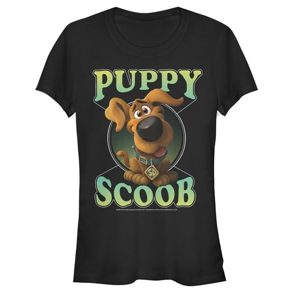 Junior's Scooby Doo Puppy Circle Graphic Tee Black Large