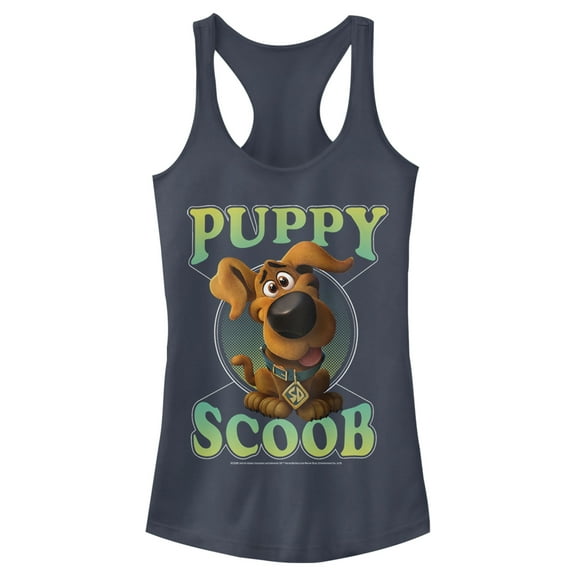 Junior's Scooby Doo Puppy Circle  Racerback Tank Top Indigo Large