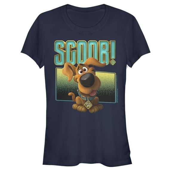Junior's Scooby Doo Puppy Frame Graphic Tee Navy Blue X Large