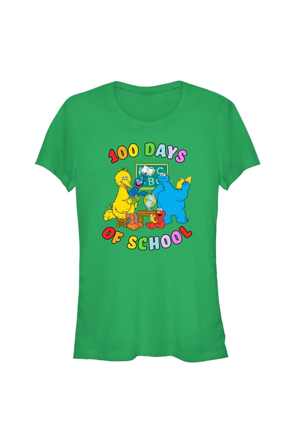 Junior's Sesame Street 100 Days of School Crew Graphic T-Shirt