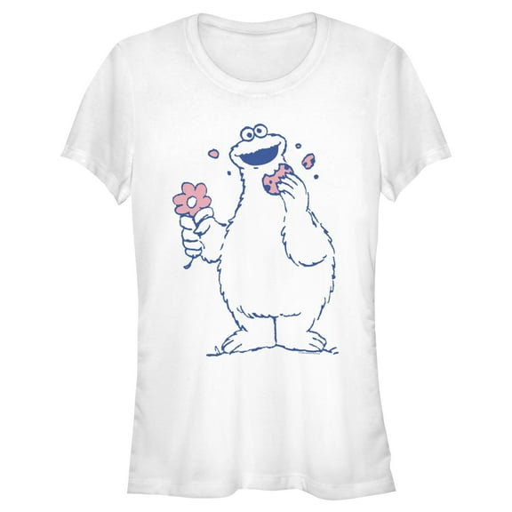 Junior's Sesame Street Cookie Monster Flower  Graphic T-Shirt