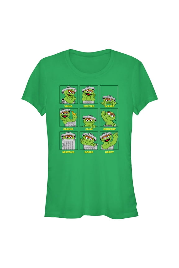 Junior's Sesame Street Emotions Of Oscar the Grouch Graphic T-Shirt