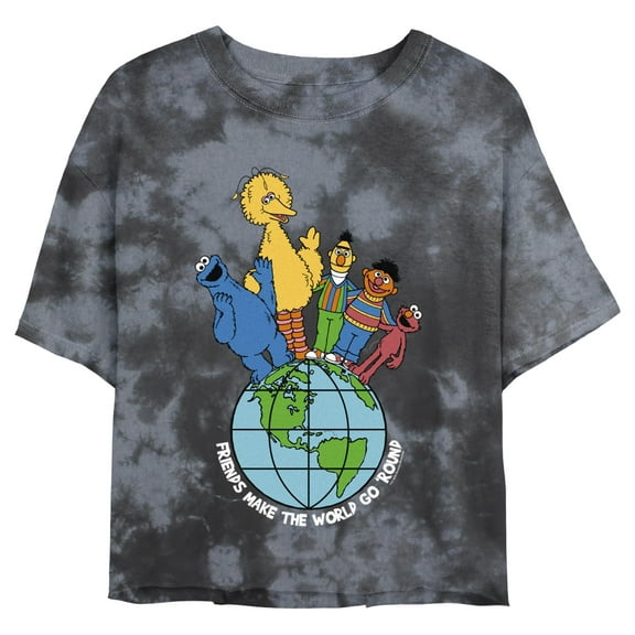 Junior's Sesame Street Friends Make the World Go Round Graphic Crop T-Shirt