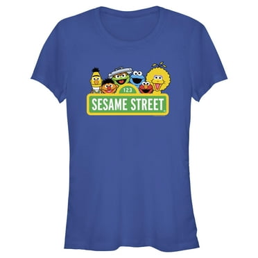 Junior's Sesame Street Sign Classic Group Portrait  Graphic T-Shirt