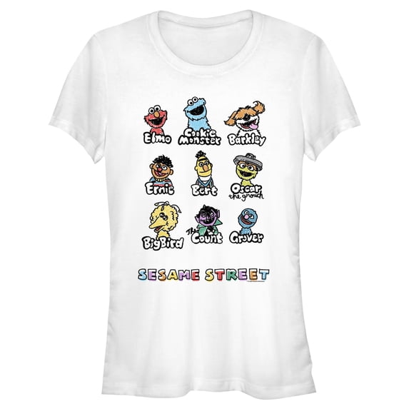 Junior's Sesame Street Sketched Characters Graphic T-Shirt