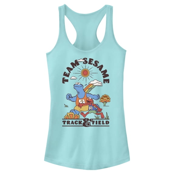 Junior's Sesame Street Team Cookie Monster and Elmo Racerback Tank Top