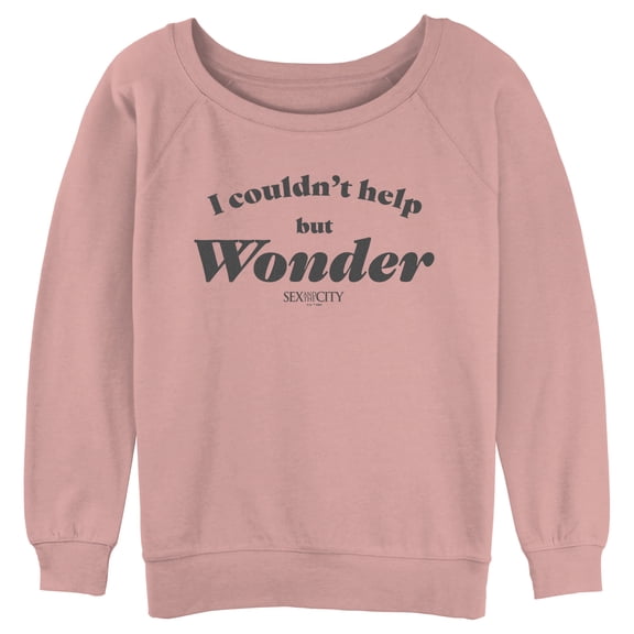 Junior's Sex and the City Carrie Couldn't Help But Wonder  Sweatshirt Desert Pink Small