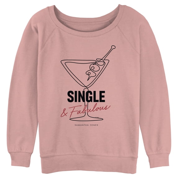 Junior's Sex and the City Carrie Single and Fabulous Sweatshirt Desert Pink Medium