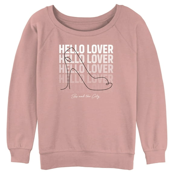 Junior's Sex and the City Hello Lover Shoe  Sweatshirt Desert Pink 2X Large