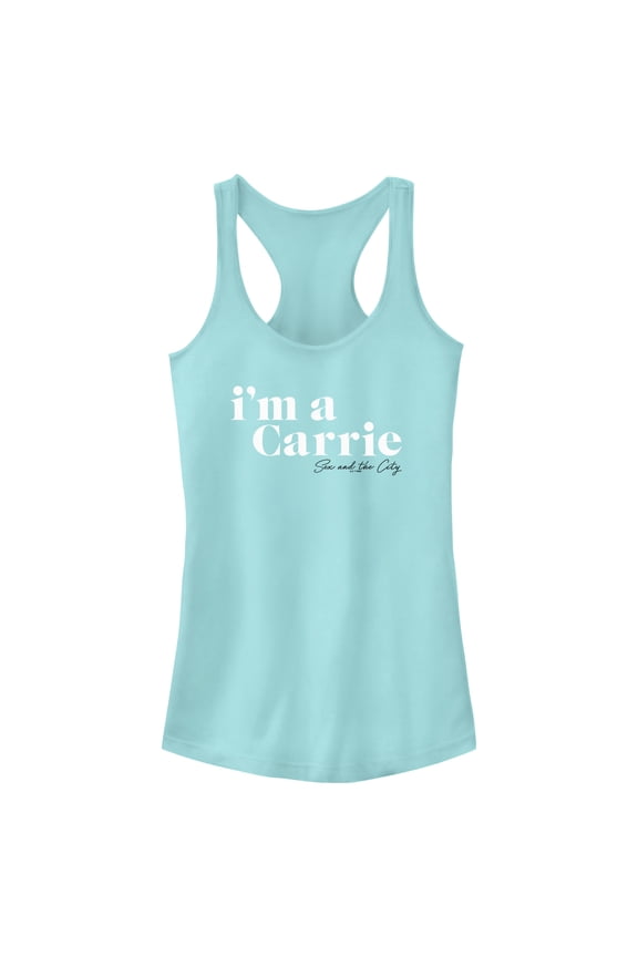 Junior's Sex and the City I'm a Carrie Text Racerback Tank Top Cancun Large