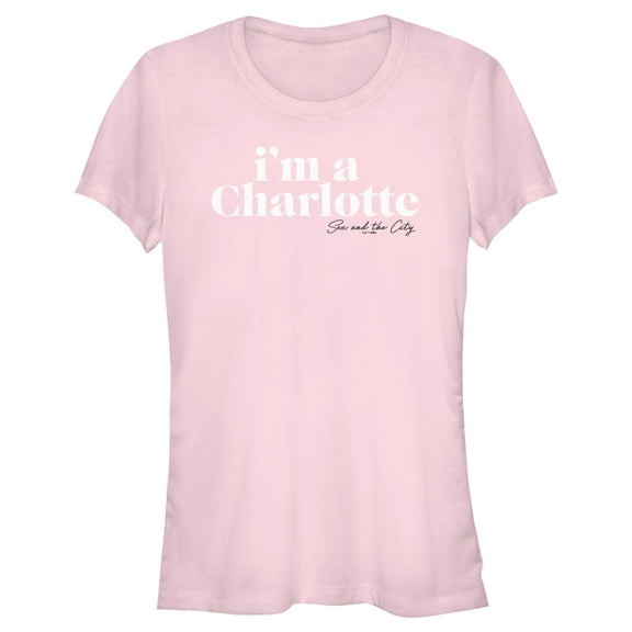 Junior's Sex and the City I'm a Charlotte Text  Graphic Tee Light Pink Small