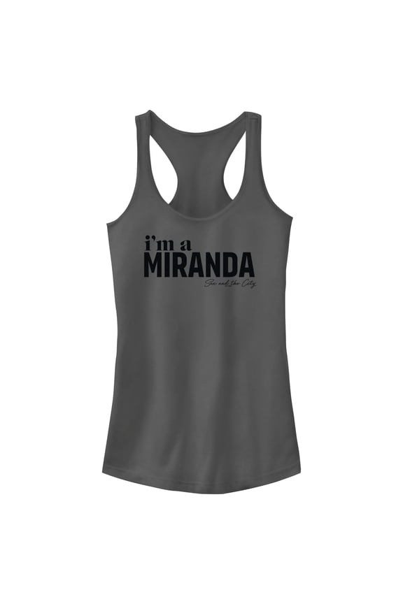 Junior's Sex and the City I'm a Miranda Text  Racerback Tank Top Charcoal Small