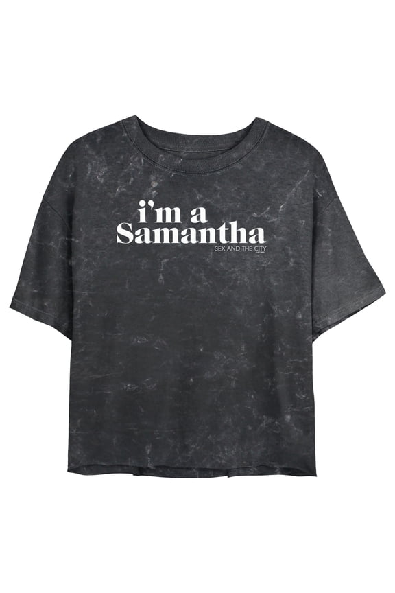 Junior's Sex and the City I'm a Samantha Text Crop Graphic Tee Black Medium