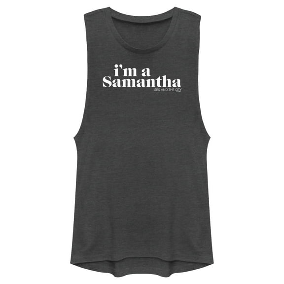 Junior's Sex and the City I'm a Samantha Text  Festival Muscle Graphic Tee Charcoal Large