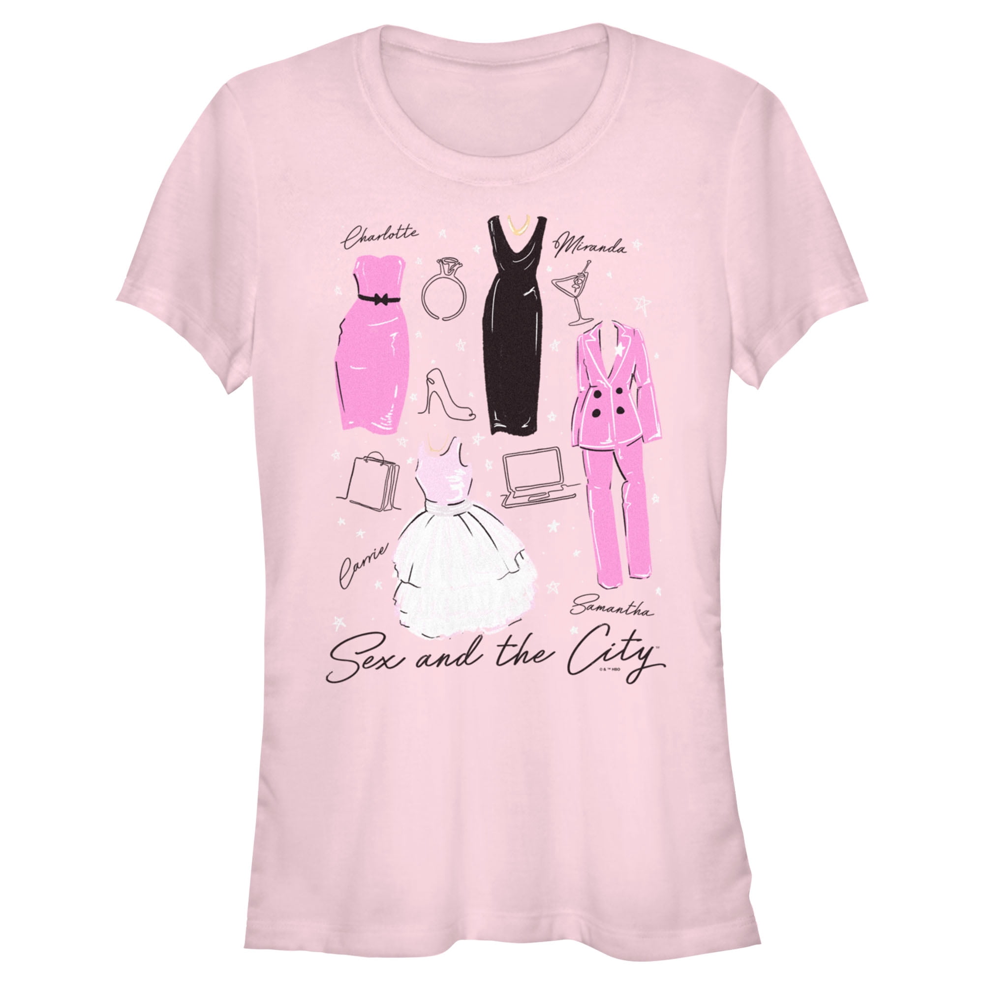 Junior's Sex and the City Iconic City Fashion Graphic Tee Light