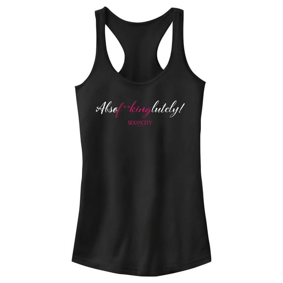 Junior's Sex and the City Mr. Big Absolutely Cursive Reply Racerback Tank Top Black Medium