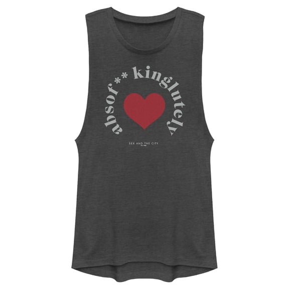 Junior's Sex and the City Mr. Big Absolutely Heart Festival Muscle Graphic Tee Charcoal Large