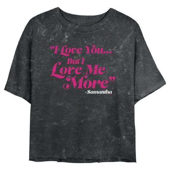 Junior's Sex and the City Samantha Love You But Love Me More Crop Graphic Tee Black Medium