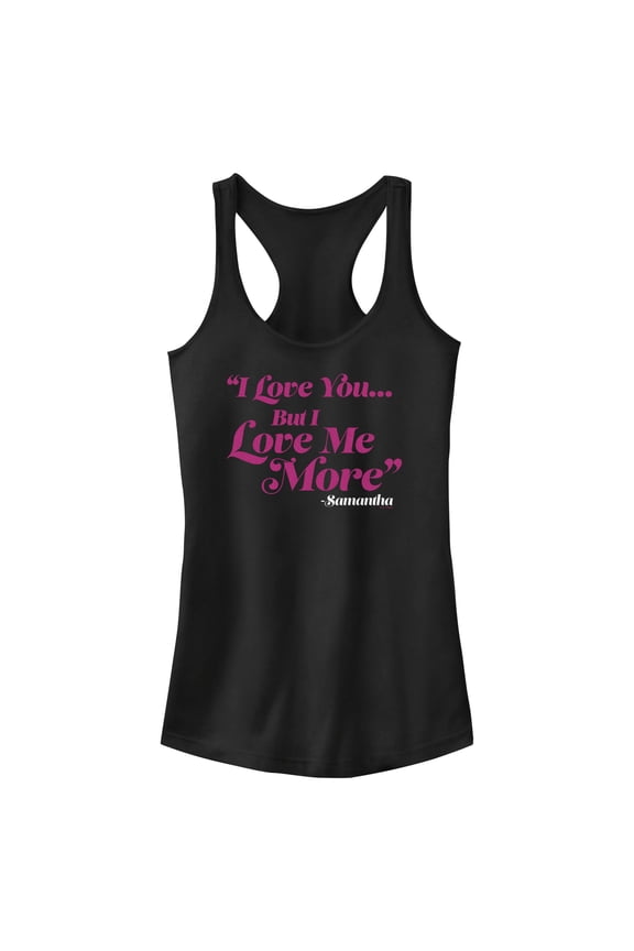 Junior's Sex and the City Samantha Love You But Love Me More  Racerback Tank Top Black X Large