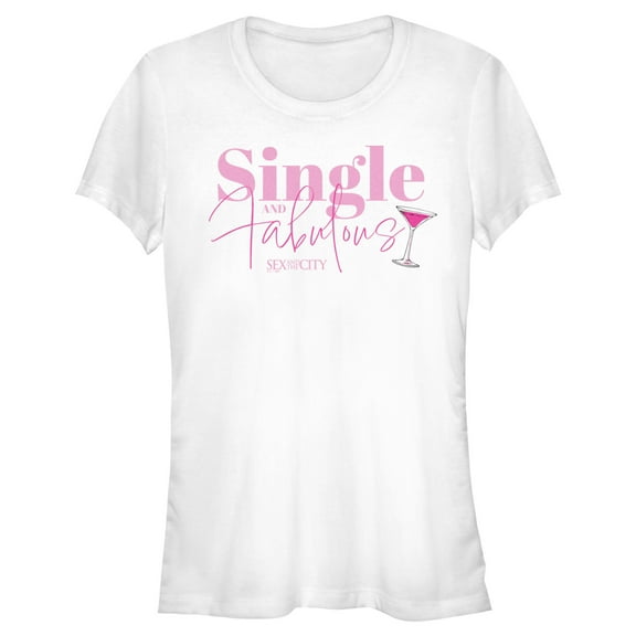 Junior's Sex and the City Single and Fabulous Cosmo  Graphic Tee White Small