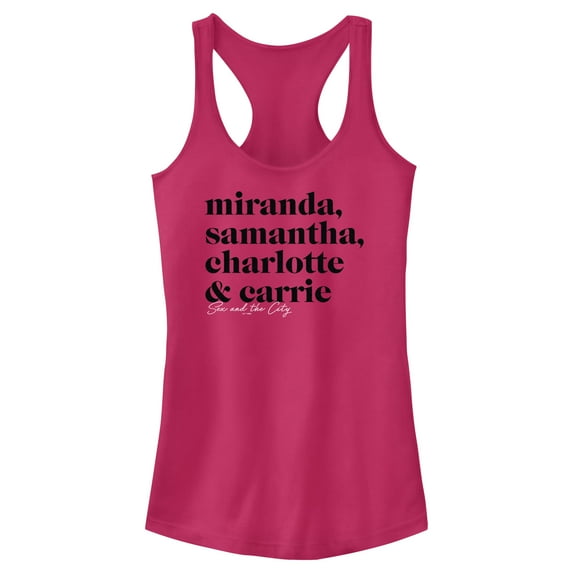 Junior's Sex and the City The Gals Text Racerback Tank Top Dark Pink Medium