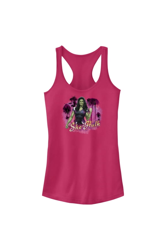 Junior's She-Hulk: Attorney at Law Hero Pose Racerback Tank Top Dark Pink X Large