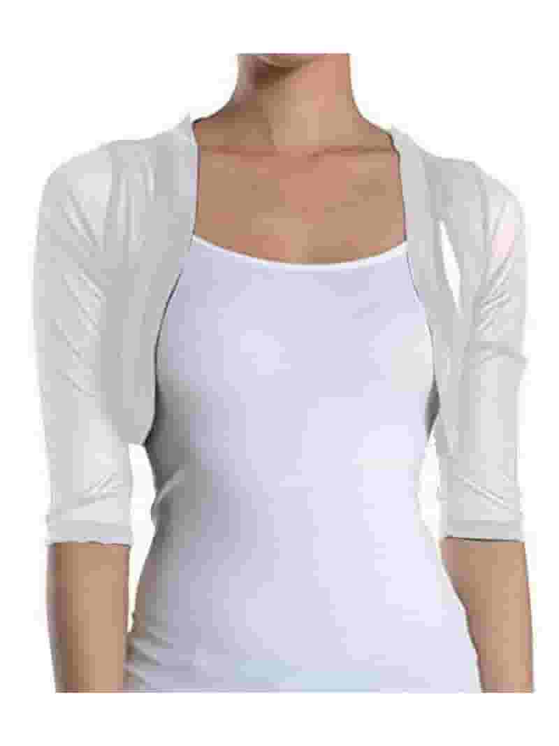 【EEUN】Shirring Bolero Square Sleeve Junior's Sheer Chiffon Bolero Mesh Shrug Jacket Cardigan 3/4