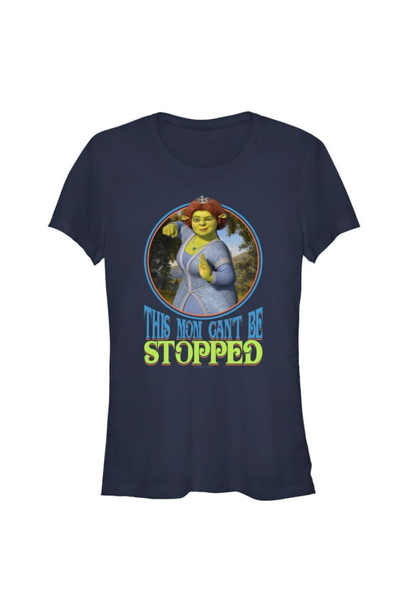 Junior's Shrek Mom Can’t Be Stopped Graphic Tee Navy Blue X Large