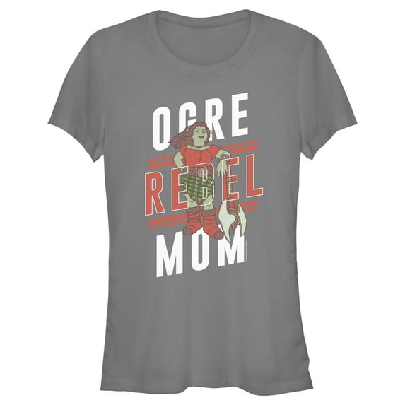 Junior's Shrek Ogre Rebel Mom Graphic Tee Charcoal 2X Large