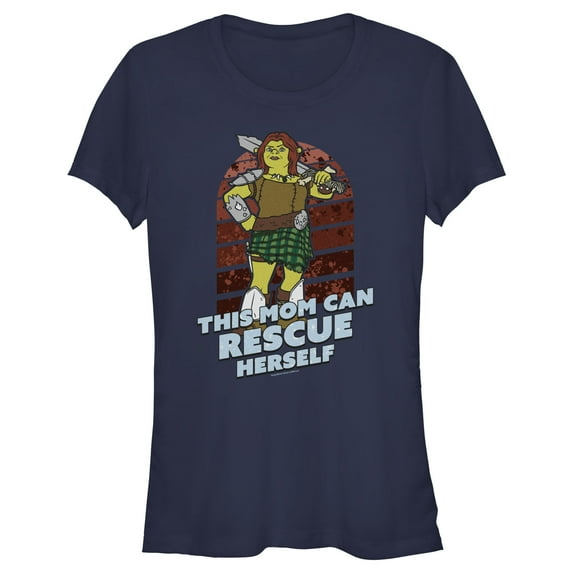 Junior's Shrek This Mom Can Rescue Herself Graphic Tee Navy Blue 2X Large