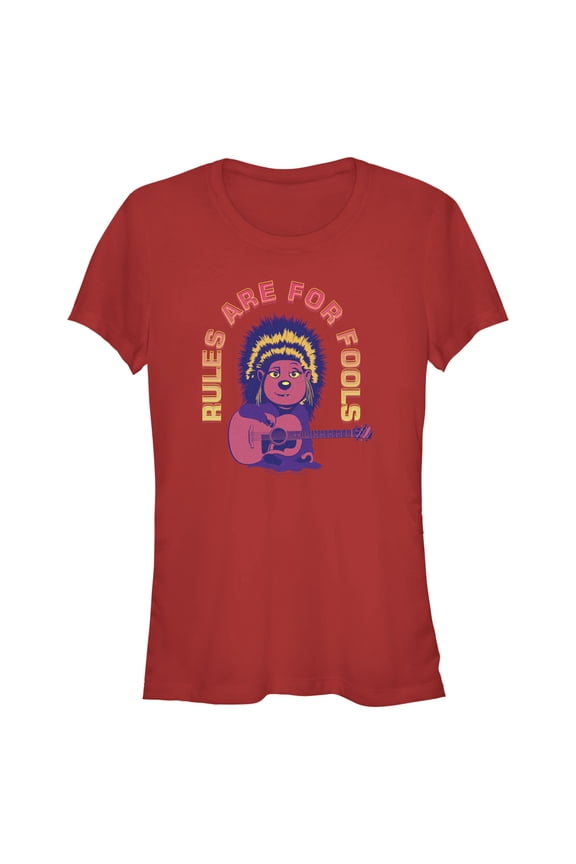 Junior's Sing 2 Ash Rules Are for Fools Graphic Tee Red Large