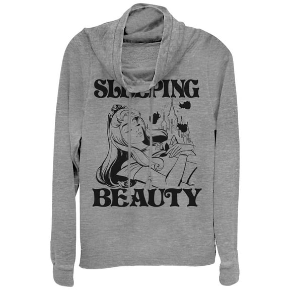 Junior's Sleeping Beauty Aurora  Cowl Neck Sweatshirt Gray Heather 2X Large